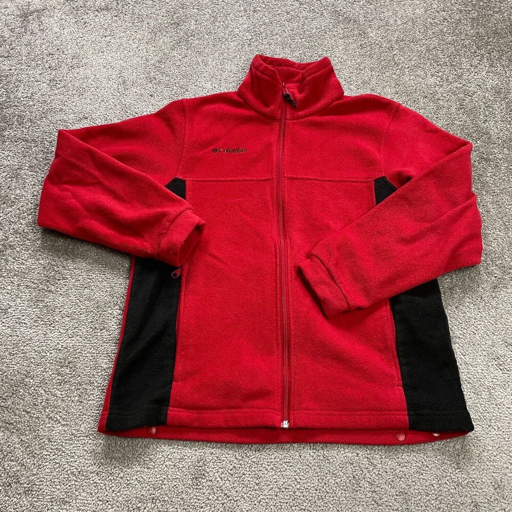 Columbia Steens Mountain Fleece Jacket Boys Youth 14/16 Red Full Zip Outdoor